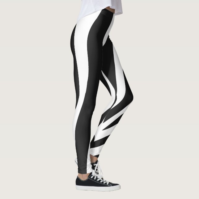 Legging Padrão de faixa de zebra branca e negra (Direita)