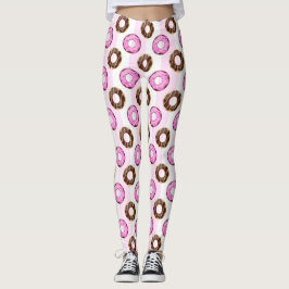 Legging Padrão de Faixa Rosa Deliciosa do Rosquinha