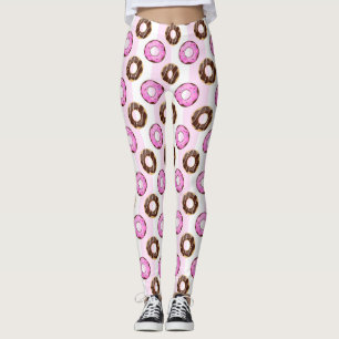Legging Padrão de Faixa Rosa Deliciosa do Rosquinha