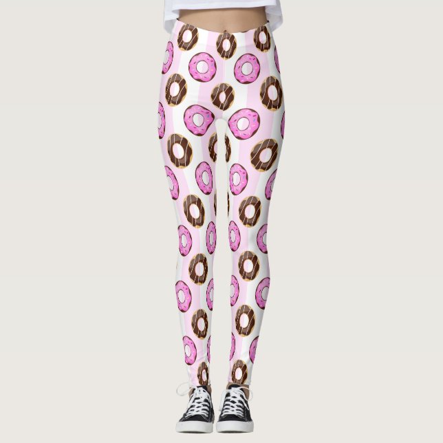 Legging Padrão de Faixa Rosa Deliciosa do Rosquinha (Frente)