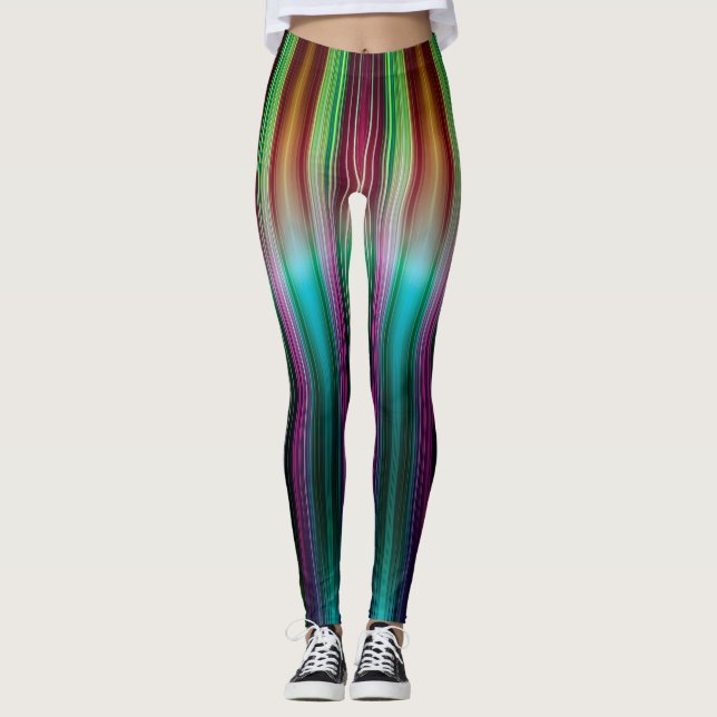 Legging Padrão de faixas coloridas (Frente)