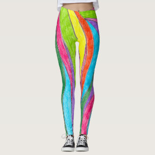Legging Padrão de faixas coloridas