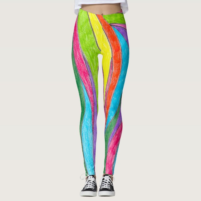 Legging Padrão de faixas coloridas (Frente)
