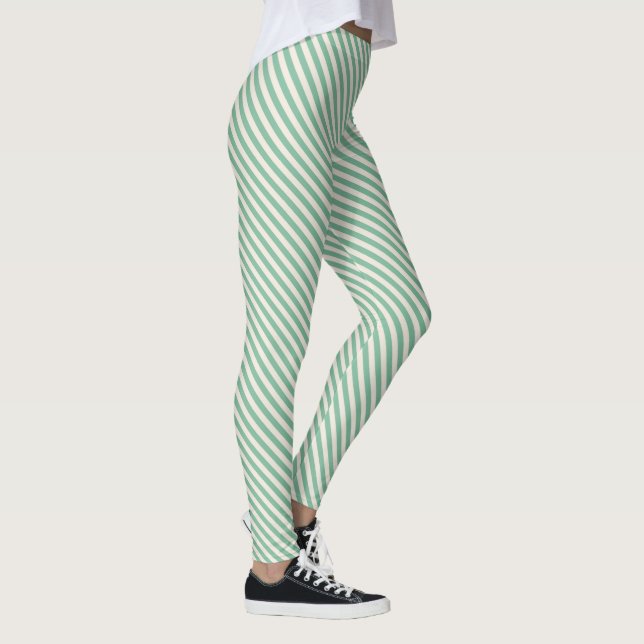 Legging Padrão de faixas de diagnóstico branco verde (Direita)