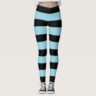 Legging Padrão de faixas de linha azul e preta