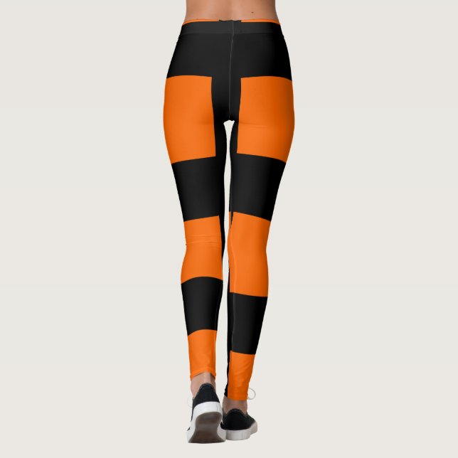 Legging Padrão de faixas laranja (Verso)