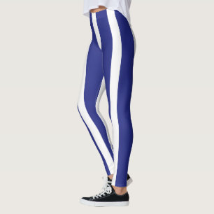 Legging Padrão de faixas marinho azul e branca