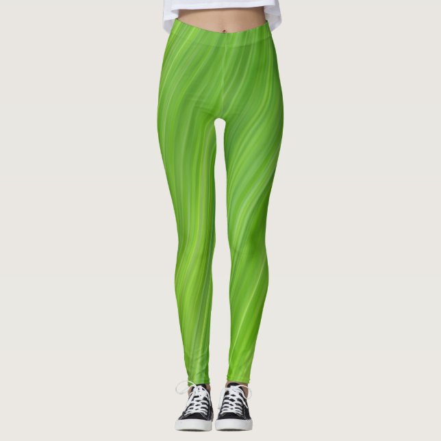 Legging Padrão de faixas verdes (Frente)
