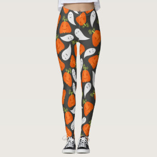 Legging Padrão De Fantasma E Abóbora