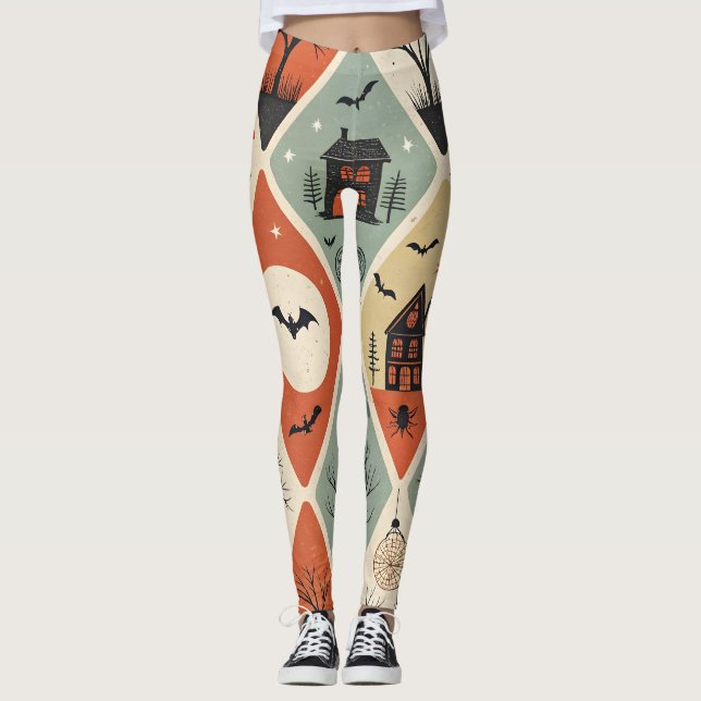 Legging Padrão de fantasma escuro (Frente)