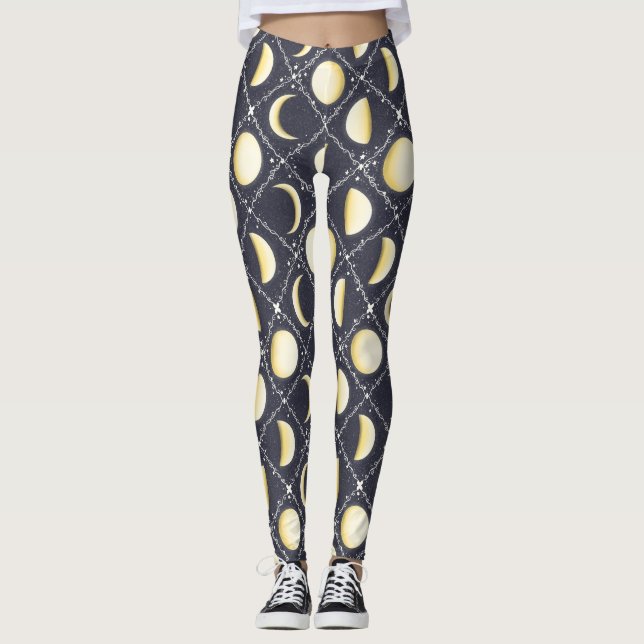 Legging Padrão de Fases da Lua Celestial (Frente)