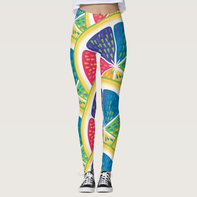 Legging Padrão de fatia de cítricos colorido abstrato dive (Frente)