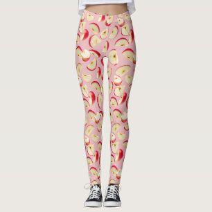 Legging Padrão de Fatias de Maçã Vermelha