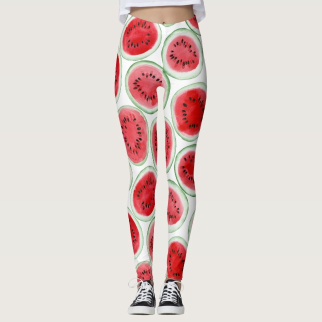 Legging Padrão de fatias de melancia (Frente)