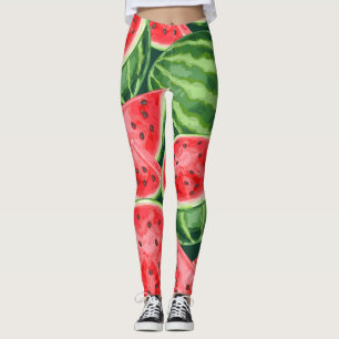 Legging Padrão de Fatias de Melancia de Verão Vibrante