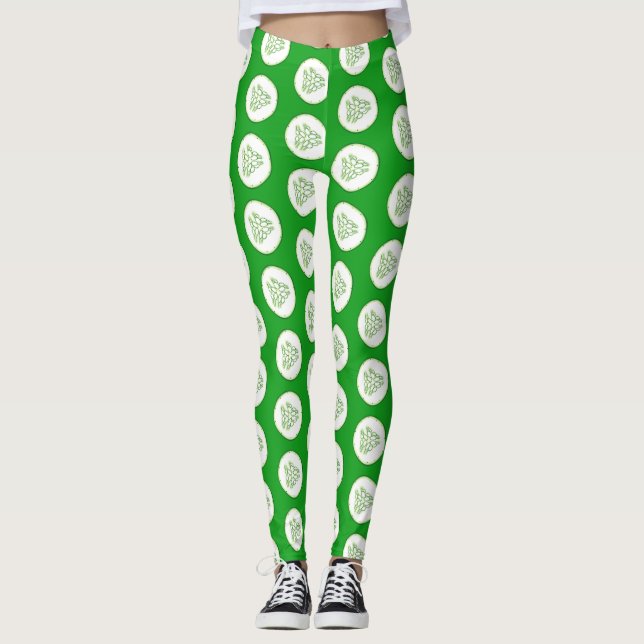 Legging Padrão de fatias de pepino (Frente)
