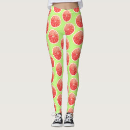 Legging Padrão de Fatias de Toranja Rosa