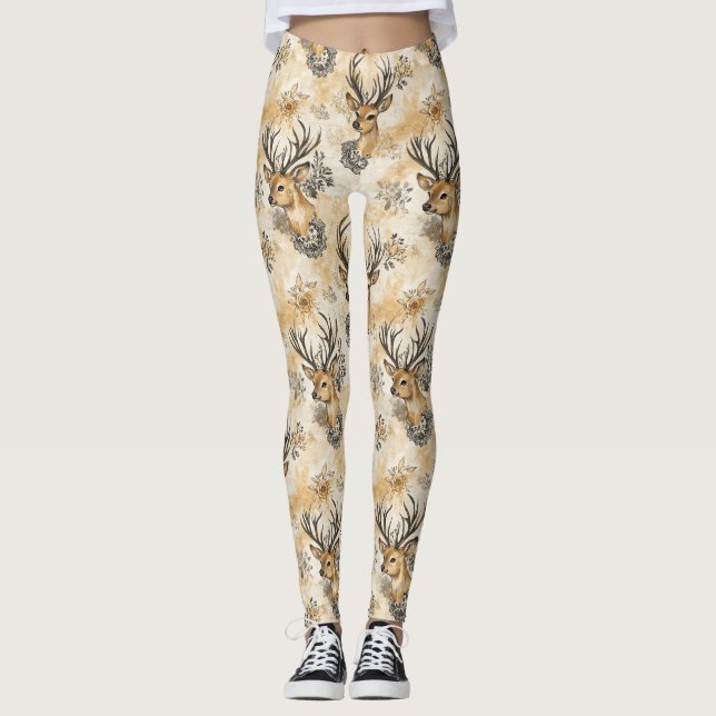 Legging Padrão de Fauno da Floresta Rústica (Frente)
