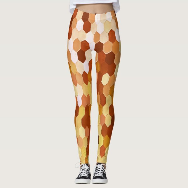 Legging Padrão de favo de mel em hidromel temperado e core (Frente)