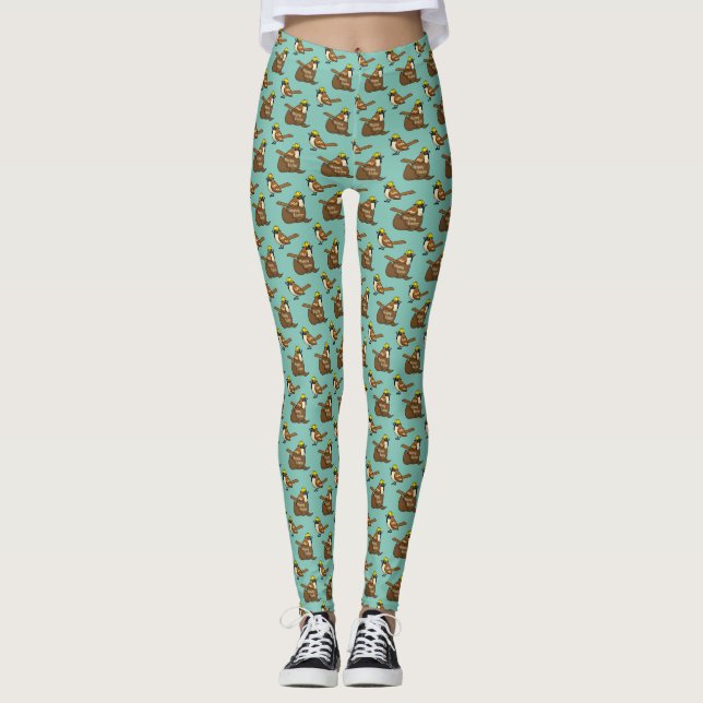 Legging Padrão de Felz pascoa de Chocolate de Sparrow Cute (Frente)