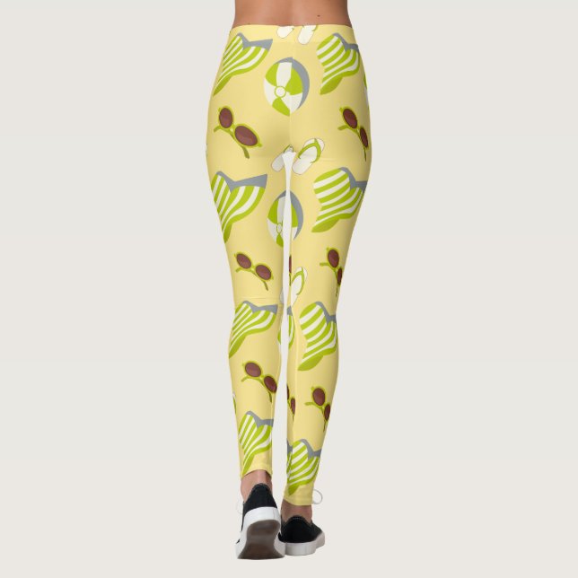 Legging Padrão de férias na praia com óculos de sol e chap (Verso)