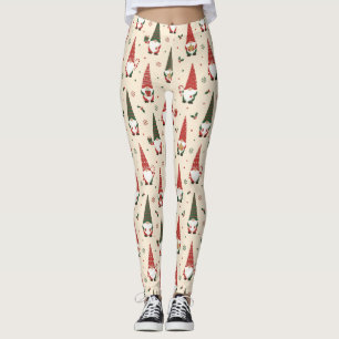 Legging Padrão de festa de Gnome de Natal