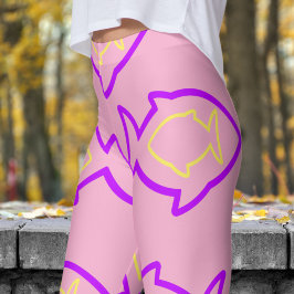 Legging Padrão de Fin Rosa e Roxo Fabuloso e Divertido