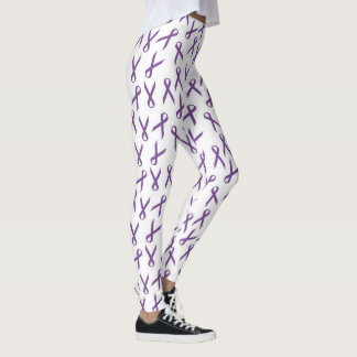 Legging Padrão de Fitas de Sensibilização Roxo Espalhadas