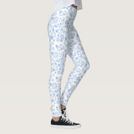 Legging Padrão de Floco de Neve de Inverno Azul Claro