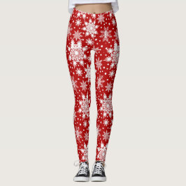 Legging Padrão de Floco de Neve de Natal