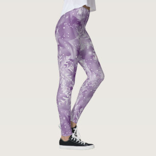 Legging Padrão de Floco de Neve Puro Espumante