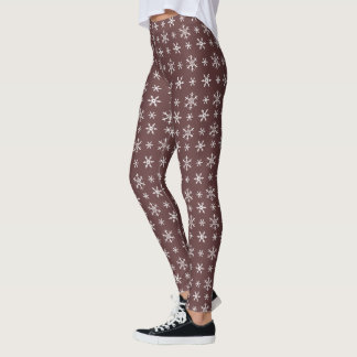Legging Padrão de floco de neve vermelho escuro de Natal r