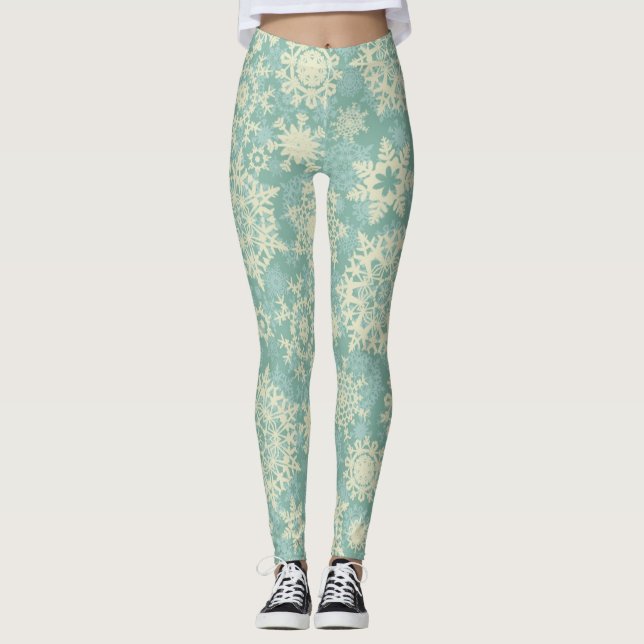 Legging Padrão de flocos de neve (Frente)
