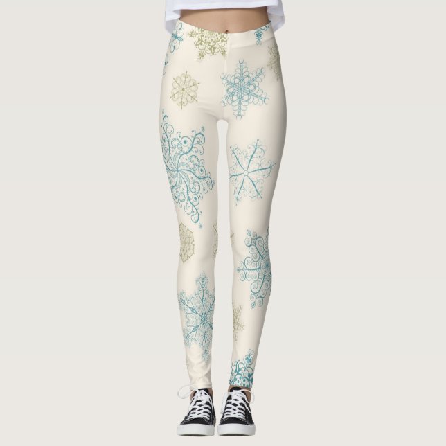 Legging Padrão de flocos de neve (Frente)