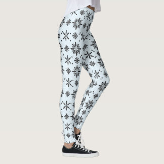 Legging Padrão de Flocos de Neve Azul-Marinho de Natal