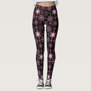 Legging Padrão de flocos de neve Cor-de-rosa BG