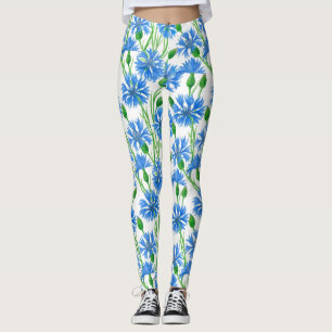 Legging Padrão de flor de aquarela
