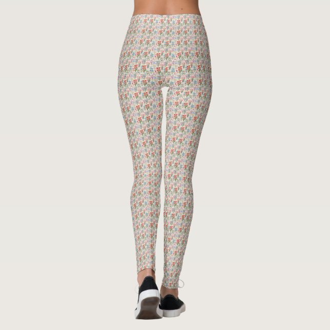 Legging Padrão de Flor de Aquarela Moderna (Verso)
