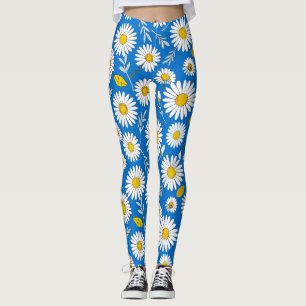 Legging padrão de flor de margarida