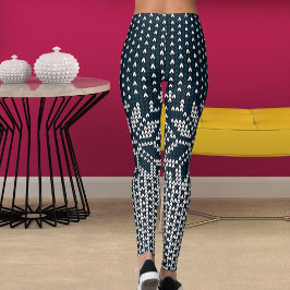 Legging Padrão de Flor de Natal e Ano Novo em Tricô de Lã