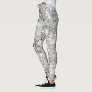 Legging Padrão de Flor de Neve de Inverno