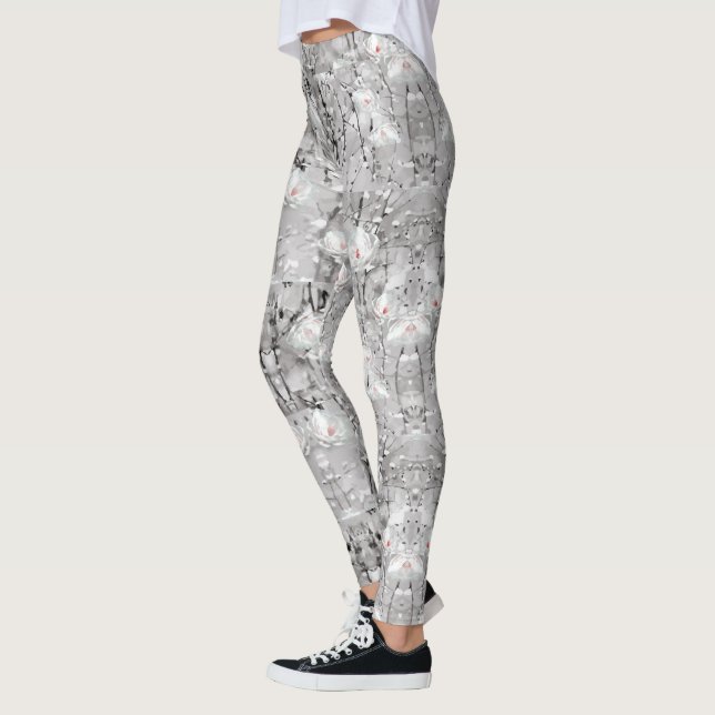 Legging Padrão de Flor de Neve de Inverno (Esquerda)