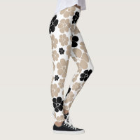 Padrão de Flor de Trendy em Taupe, Preto e Branco