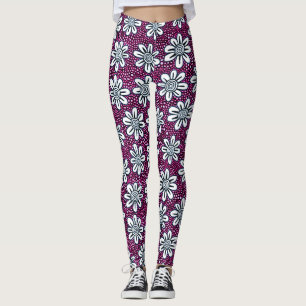 Legging Padrão De Flor Desenhado À Mão 140617 - Cores 0
