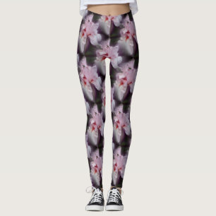 Legging Padrão De Flor Íris Com Manteiga Rosa