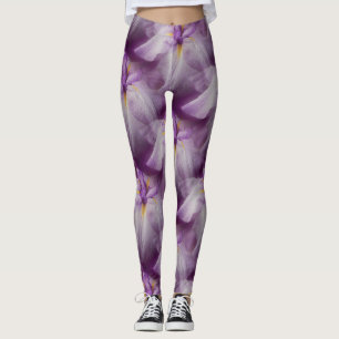 Legging Padrão De Flor Íris Puro Japonês
