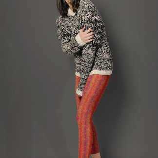 Legging Padrão de Flor no Fundo Sombreado Laranja