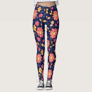 Legging Padrão de Flor Retroativo