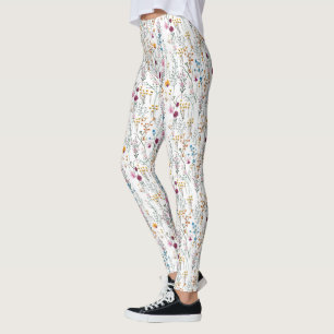 Legging Padrão de flor selvagem de verão