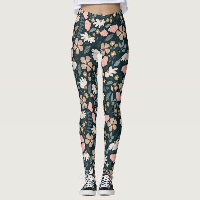 Legging Padrão de Flor Silvestre  (Frente)